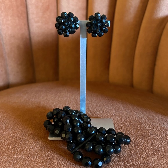 HUGE SALE! VINTAGE LAGUNA SIGNED FACETED BEAD CLIP EARRINGS/BRACELET - Picture 6 of 9